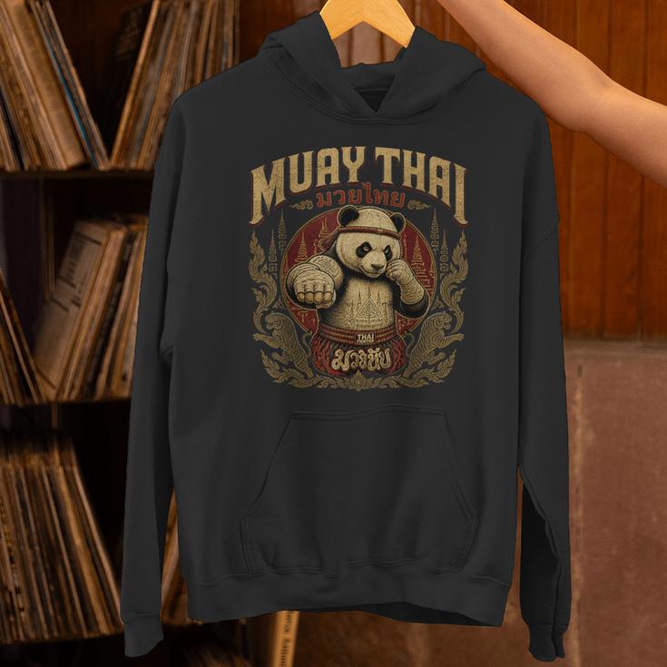 Vintage Muay Thai Gym Thai Boxing Training Fighter Panda Unisex Hoodie
