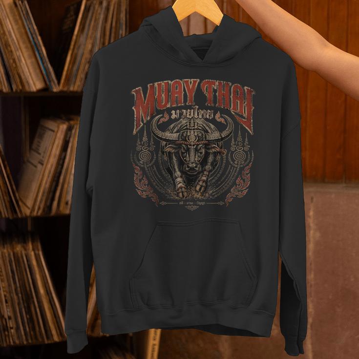 Vintage Muay Thai Trainer Thai Boxing Coach Art Buffalo Unisex Hoodie