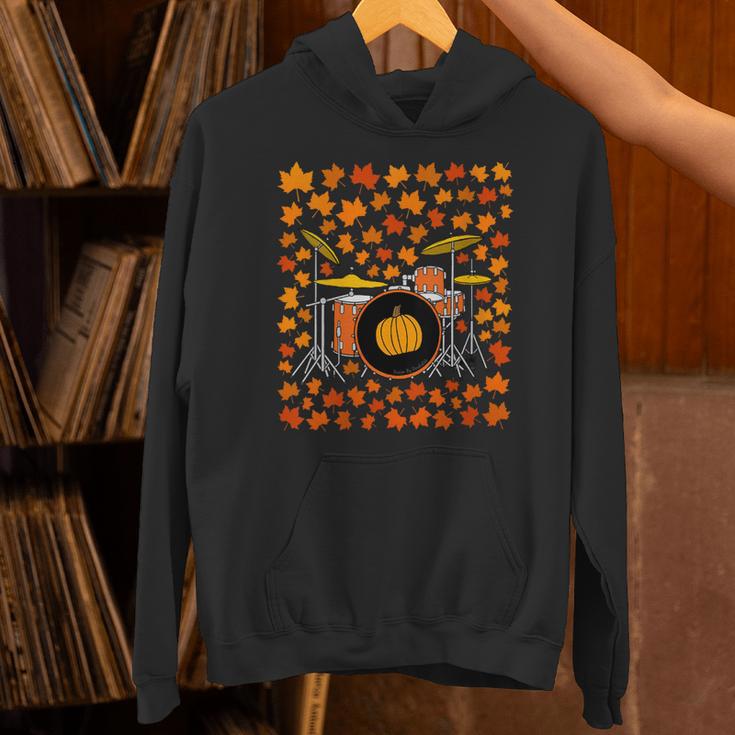Women's Drum Kit With Leaves Fall Drummer Autumn Musician Unisex Hoodie Women's Drum Kit With Leaves Fall Drummer Autumn Musician Unisex Hoodie