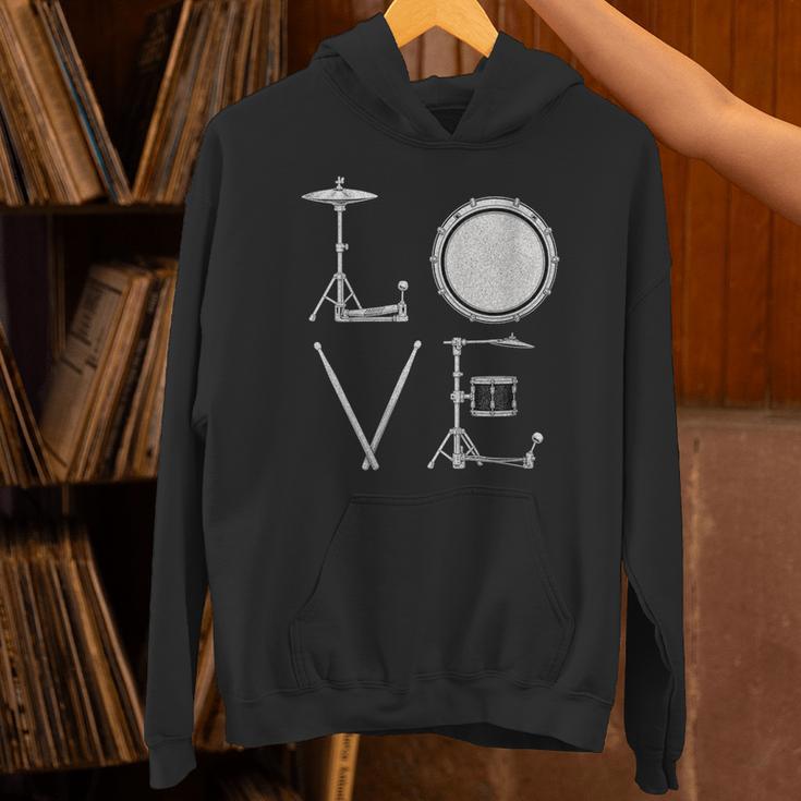 Women's Drum Kit Love Illustration For Music Enthusiasts Unisex Hoodie