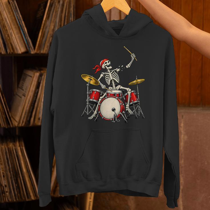 Women's Skeleton Drummer Skull Drum Kit Halloween Unisex Hoodie Women's Skeleton Drummer Skull Drum Kit Halloween Unisex Hoodie