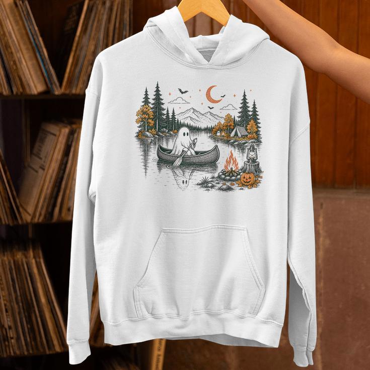 Canoe Ghost Camping Ghost Lake Halloween Spooky Fall Camping Unisex Hoodie