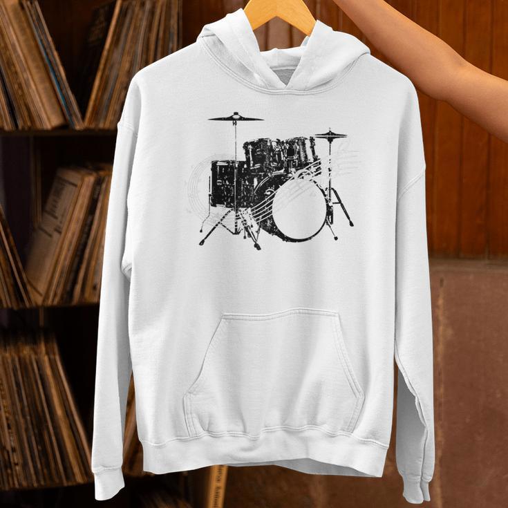 Drum Kit Drummer Band Musical Instrument Rock Music Raglan Baseball Tee Unisex Hoodie