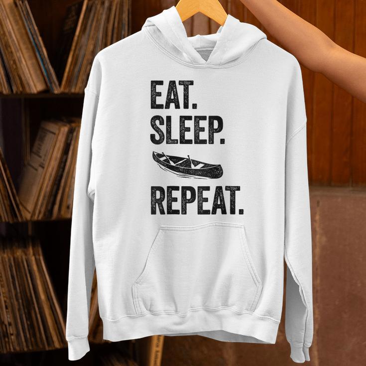Eat Sleep Canoe Repeat Canoeing Outdoors Raglan Baseball Tee Unisex Hoodie