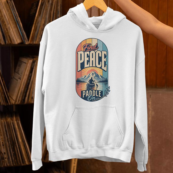 Find Peace Paddle On Canoe Mountain Sunset Unisex Hoodie