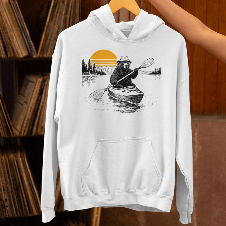 Kayaking Bear Retro Sunset Paddling Canoe Outdoor Adventure Unisex Hoodie