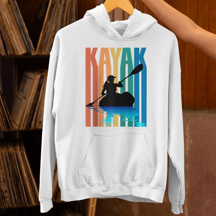 Kayaking Kayak Retro Art Canoe Raglan Baseball Tee Unisex Hoodie