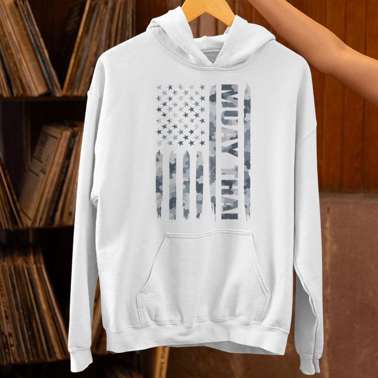 Muay Thai American Flag Camo Military Patriotic Unisex Hoodie