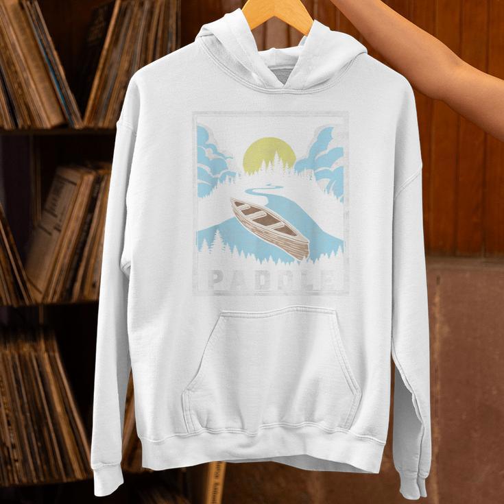 Paddle Retro Style Canoe & Outdoors Simple Canoeing Graphic Unisex Hoodie