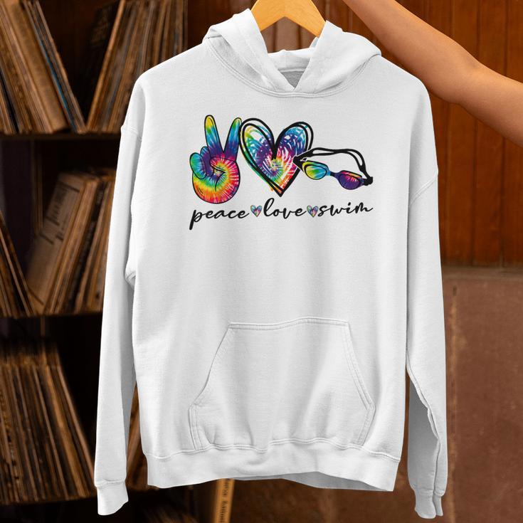 Peace Love Swim Tie Dye Swimmer Swimming Summer Trip Unisex Hoodie