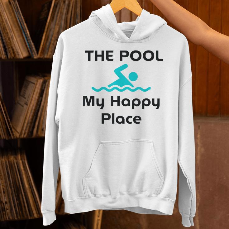 The Pool Is My Happy Place Swimming Quote Unisex Hoodie The Pool Is My Happy Place Swimming Quote Unisex Hoodie