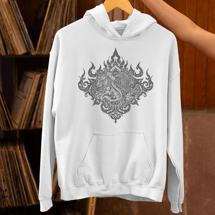 Sak Yant Muay Thai MMA Tattoo Twin Tiger Martial Art Boxing Unisex Hoodie Sak Yant Muay Thai MMA Tattoo Twin Tiger Martial Art Boxing Unisex Hoodie