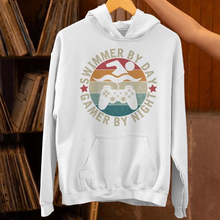 Swimmer By Day Gamer By Night Swimming Swim Gaming Unisex Hoodie