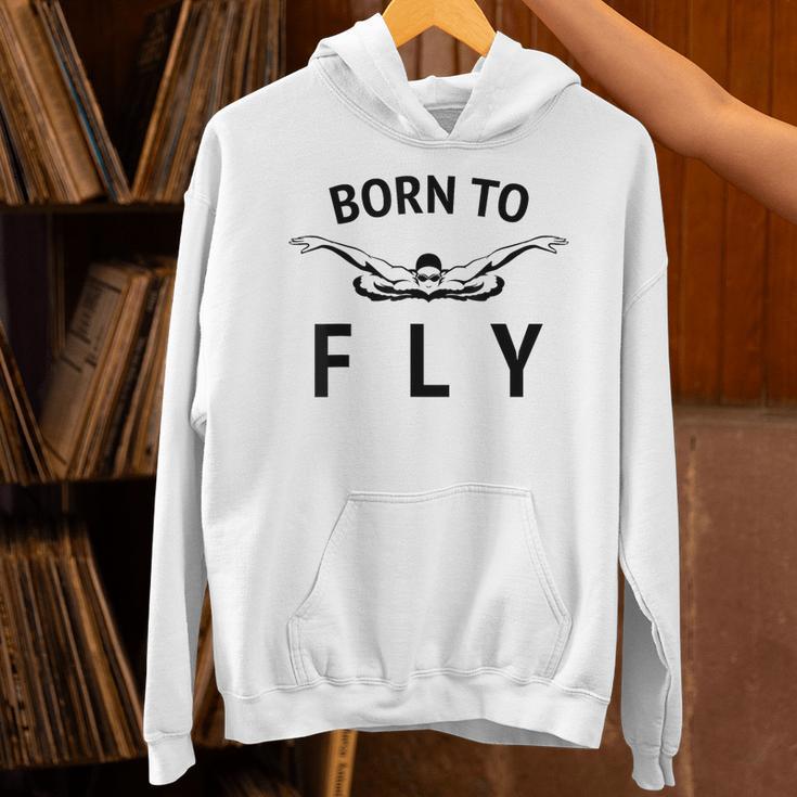 Swimmer Swim Team Born To Fly Butterfly Stroke Swimming Unisex Hoodie