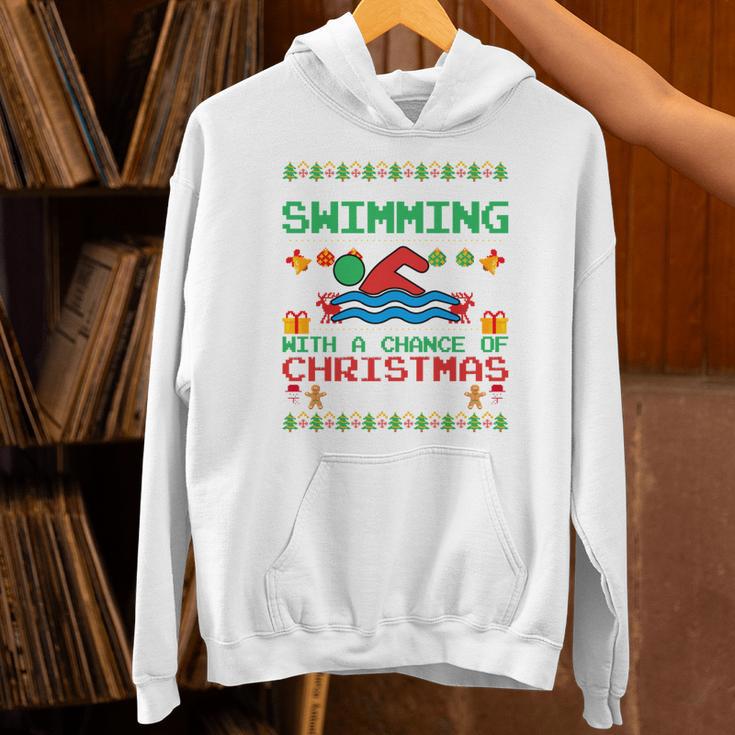 Swimming Christmas Party Swim Swimmer Christmas Ugly Style Unisex Hoodie