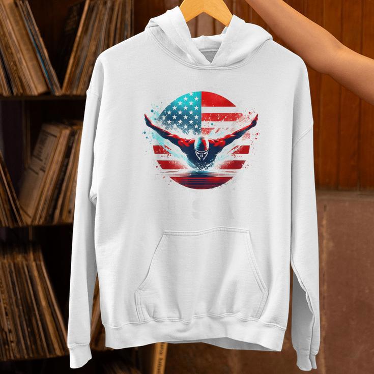 Swimming United States Shirt With American Flag Swimming Unisex Hoodie