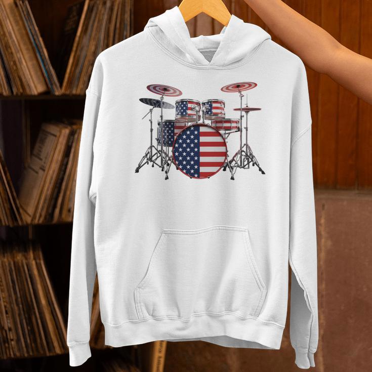 USA Patriotic Drum Kit American Flag Drum Set Unisex Hoodie USA Patriotic Drum Kit American Flag Drum Set Unisex Hoodie
