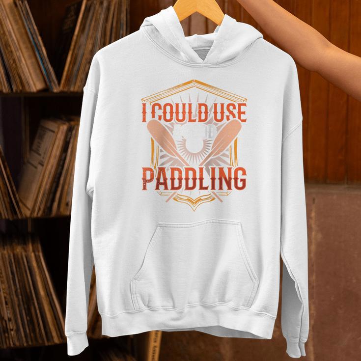 I Could Use A Good Paddling Canoe Canoeing Paddle Men Women Raglan Baseball Tee Unisex Hoodie