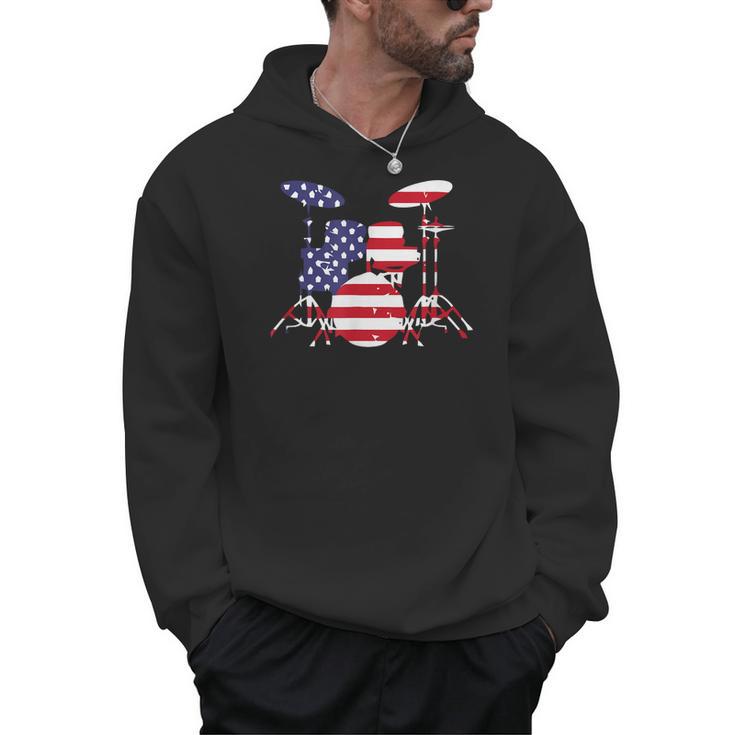 American Flag Drum Kit Patriotic US Drum Art Men Hoodie