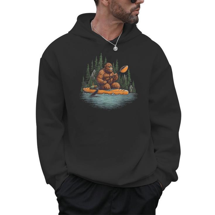 Bigfoot Kayak Paddling Lake Canoe Bigfoot Sasquatch Kayaking Men Hoodie