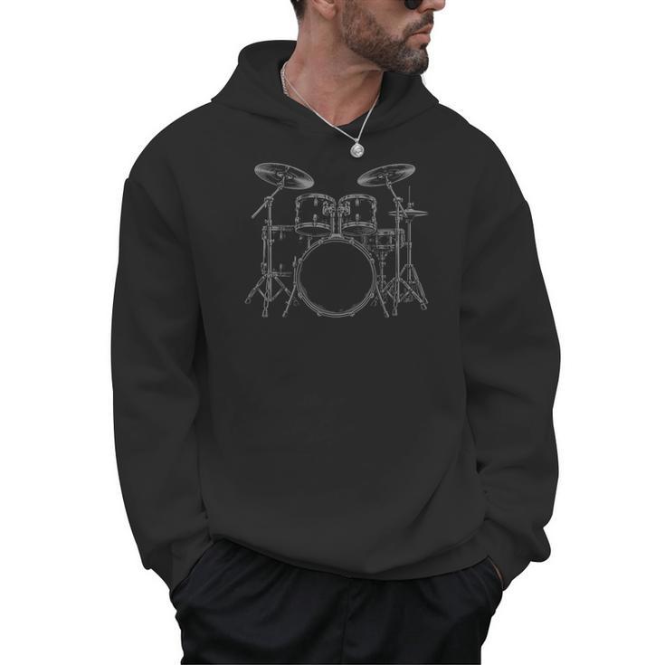 Drum Kit Rock Music Percussion Men Hoodie