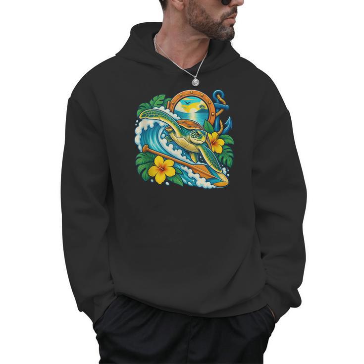 Green Sea Turtle Surfs Past a Canoe Paddle Sleeveless Men Hoodie