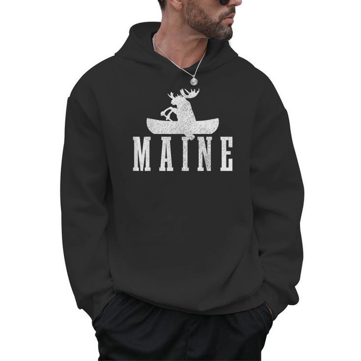 Maine Canoe Kayak Moose USA America Souvenir Men Hoodie