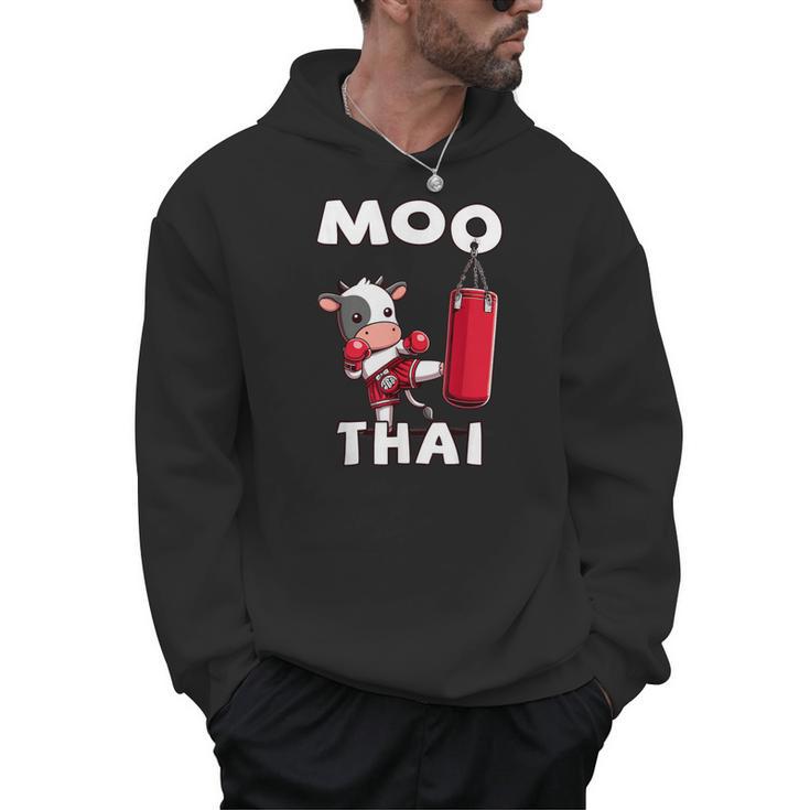 Moo Thai Muay Thai Thai Boxing For Kids Muay Thai Cow Men Hoodie