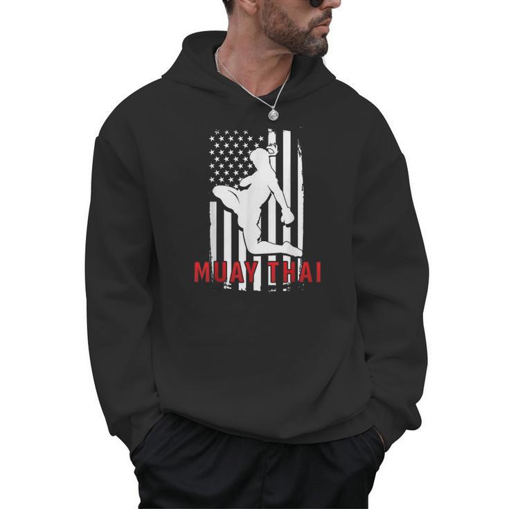 Muay Thai American Flag Fighter Patriotic Men Hoodie