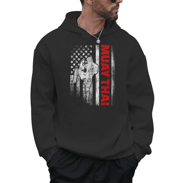 Muay Thai Boxing US American Flag Men Hoodie