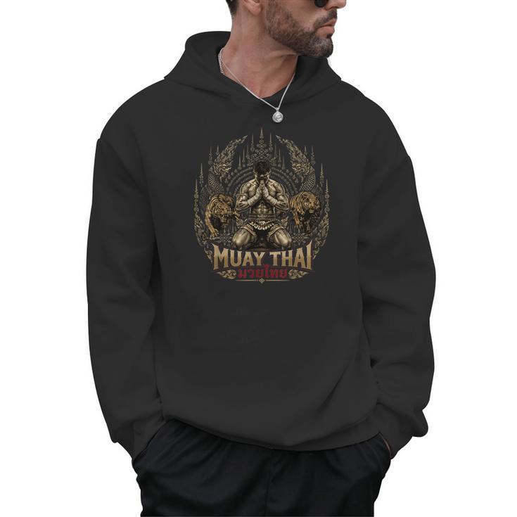 Muay Thai Clinch Vintage Thai Boxing Fighter Art Men Hoodie