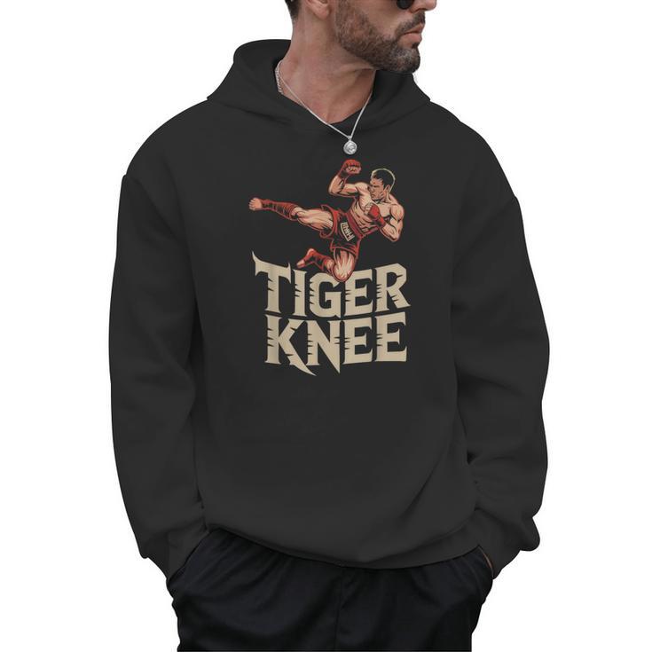 Muay Thai Fighter Tiger Knee Vintage Distressed Badge Men Hoodie