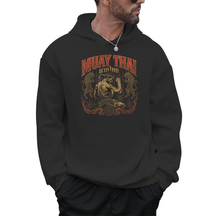 Muay Thai Grandpa Vintage Thai Boxing Fighter Art Men Hoodie