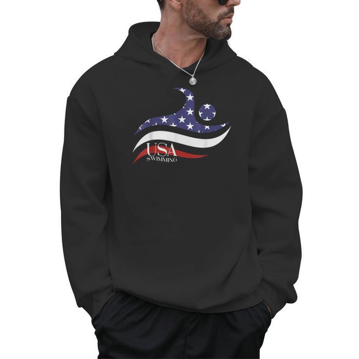 Patriotic American Flag Floating USA Swimming Team Men Hoodie