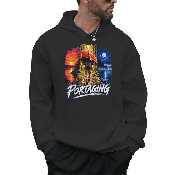 Portaging Canoe Wilderness Adventure Scenic Graphic Men Hoodie