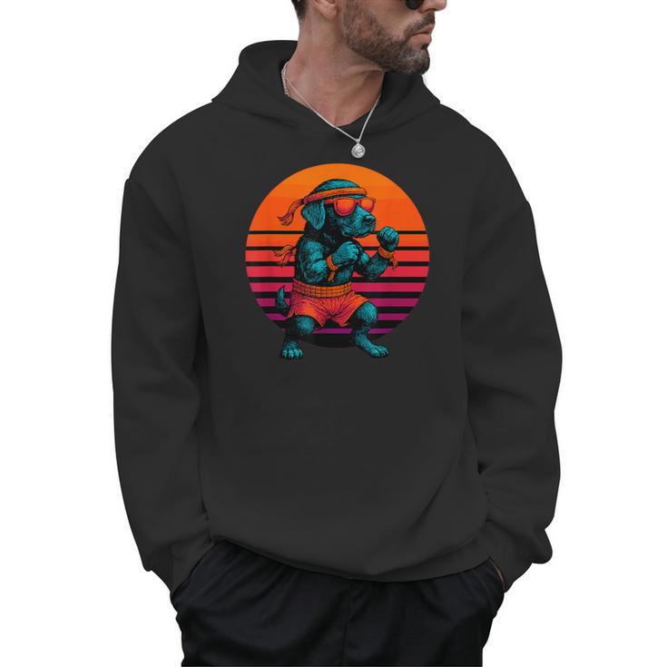 Retro Dog With Gloves Muay Thai Fighter Men Hoodie