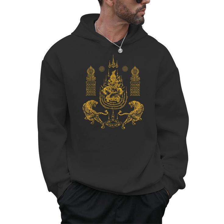 Sawadee Thai Traditional Sak Yant Thai Twin Tigers Muay Thai Men Hoodie