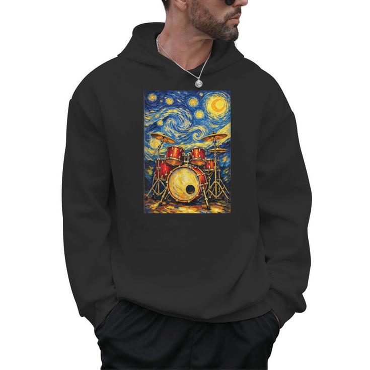 Starry Night Drum Kit Van Gogh Style Art Men Hoodie