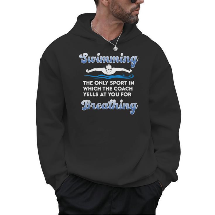 Swim Team Swimming Coach Quote Swim Breathing Joke Men Hoodie