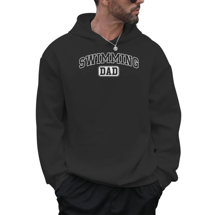 Swimming Dad Athletic Lettering Fathers Day Coach Men Hoodie