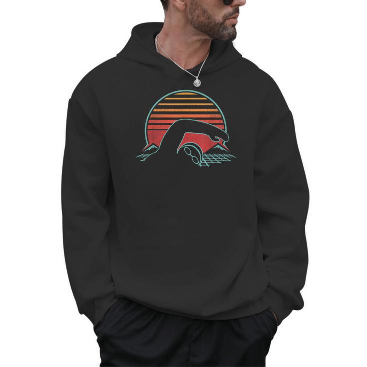 Swimming Retro Vintage 80s Style Swimmer Men Hoodie