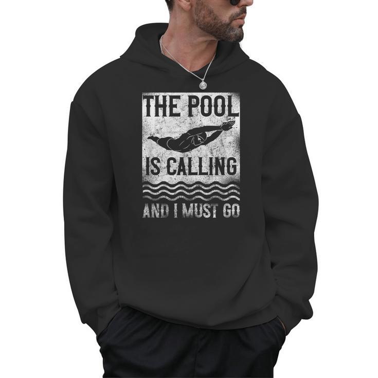 Swimming Swimmer Swim The Pool Is Calling Vintage Men Hoodie, trending gift