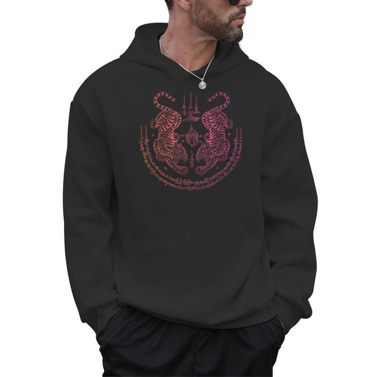 Thai Tattoo Twin Tiger Sak Yant Muay Thai Thailand Graphic Men Hoodie
