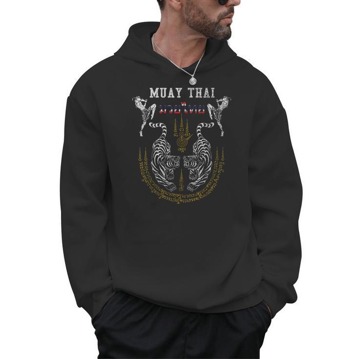 Twin Tiger Sak Yant Muay Thai Fighter Tee Martial Art Men Hoodie