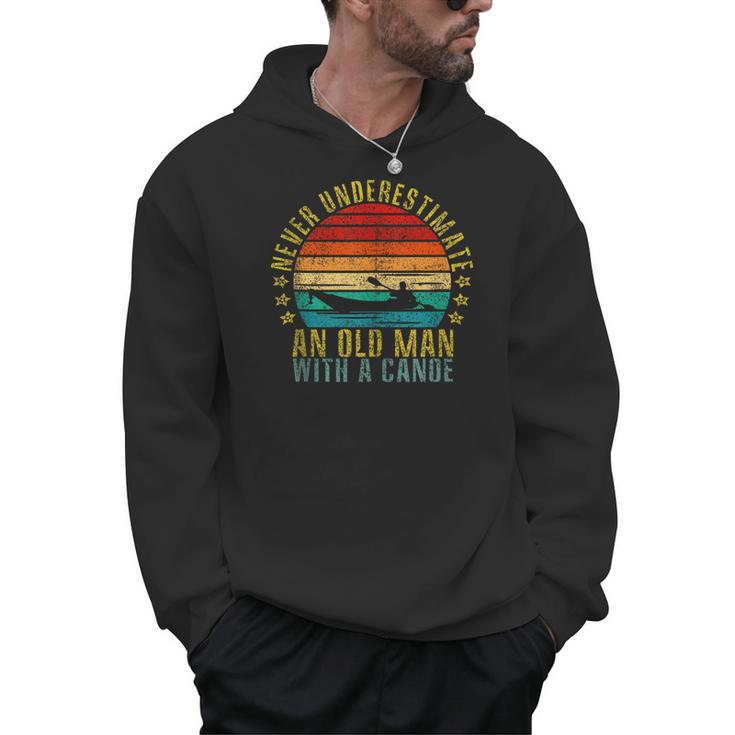 Never Underestimate An Old Man With a Canoe Retro Sleeveless Men Hoodie