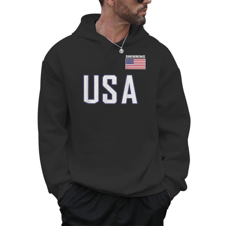 USA Flag Swim Swimming Sport Practice Equipment Men Women Men Hoodie