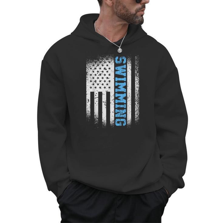 USA Flag Swimming Swim American Swimmer Men Hoodie