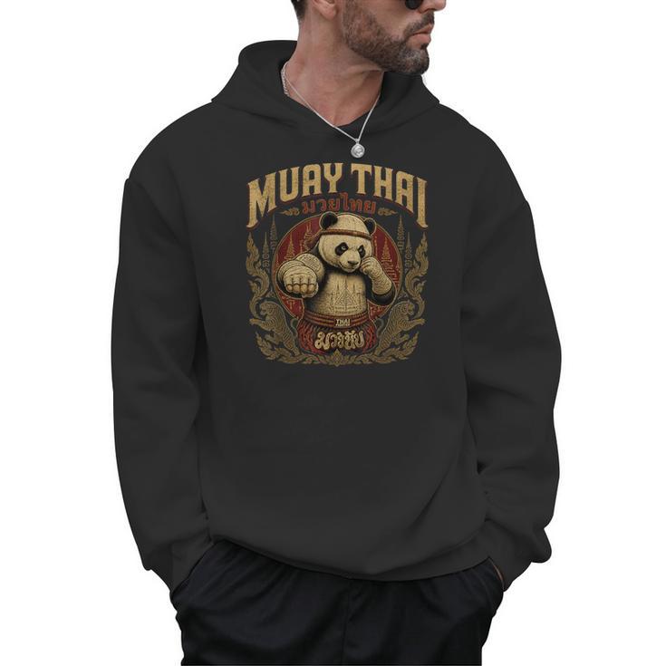 Vintage Muay Thai Gym Thai Boxing Training Fighter Panda Men Hoodie