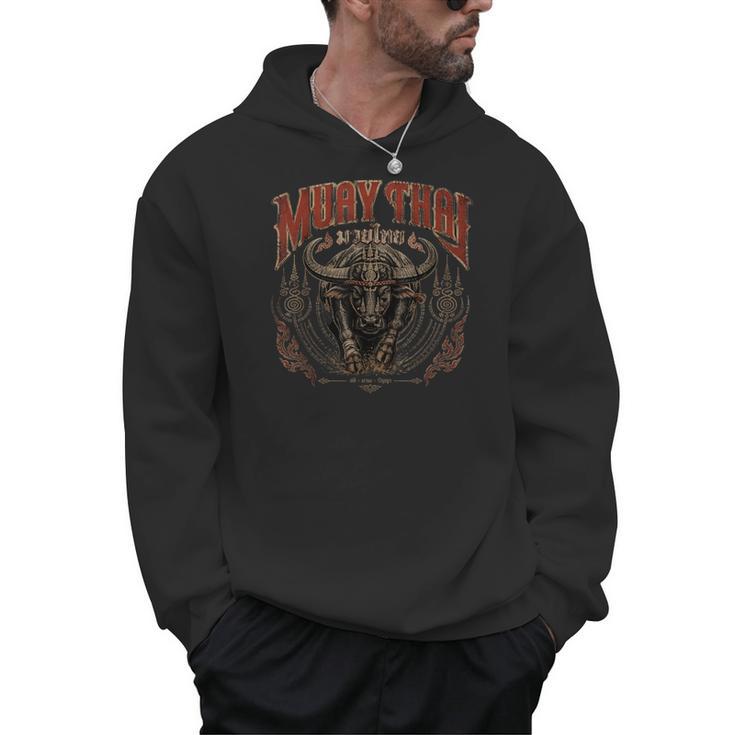 Vintage Muay Thai Trainer Thai Boxing Coach Art Buffalo Men Hoodie