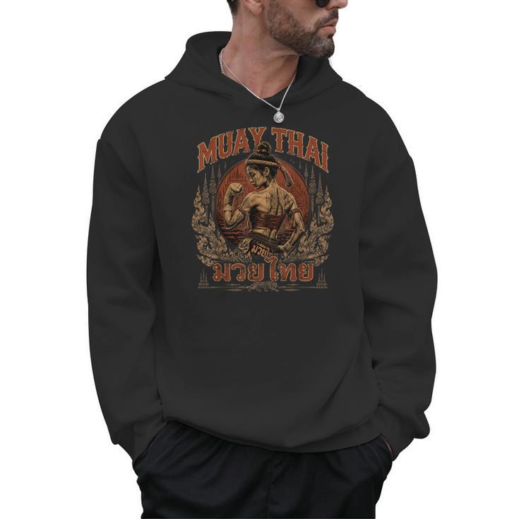 Weathered Muay Thai Fighter Thai Boxing Warrior Art Men Hoodie